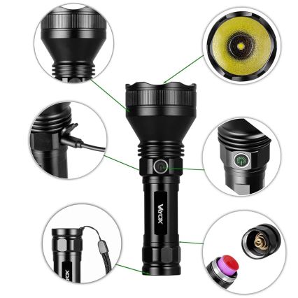 LED Stmievateľná nabíjacia baterka LED/20W/5V IPX5 1900 lm 5000 mAh