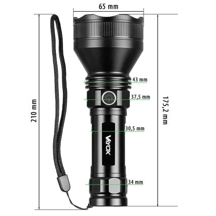 LED Stmievateľná nabíjacia baterka LED/20W/5V IPX5 1900 lm 5000 mAh