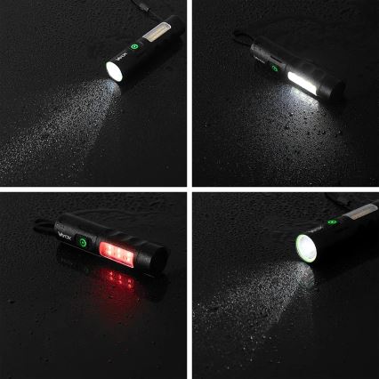 LED Stmievateľná nabíjacia baterka s červeným svetlom LED/5W/5V IPX4 250 lm 2000 mAh