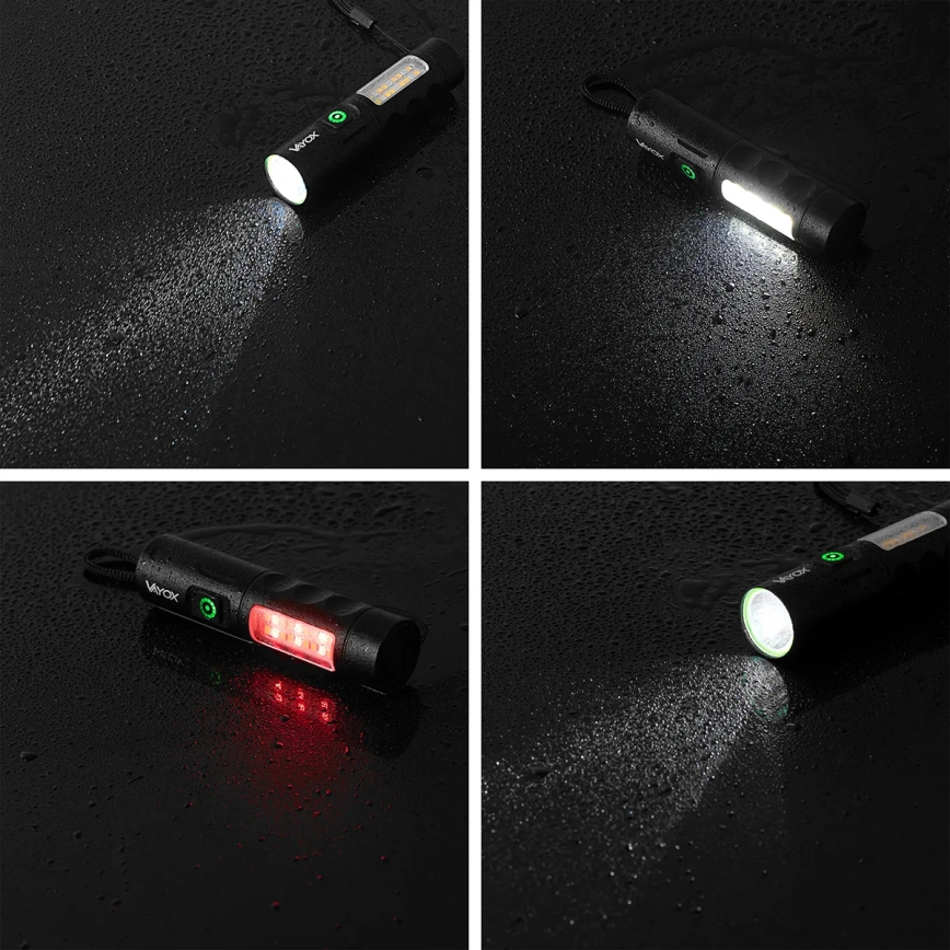 LED Stmievateľná nabíjacia baterka s červeným svetlom LED/5W/5V IPX4 250 lm 2000 mAh