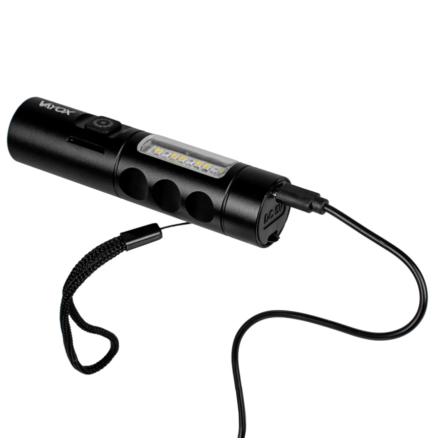 LED Stmievateľná nabíjacia baterka s červeným svetlom LED/5W/5V IPX4 250 lm 2000 mAh