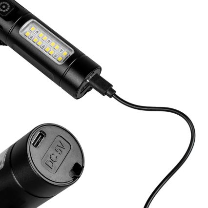 LED Stmievateľná nabíjacia baterka s červeným svetlom LED/5W/5V IPX4 260 lm 2000 mAh