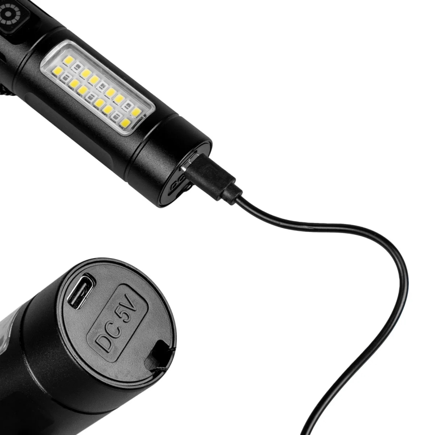 LED Stmievateľná nabíjacia baterka s červeným svetlom LED/5W/5V IPX4 260 lm 2000 mAh