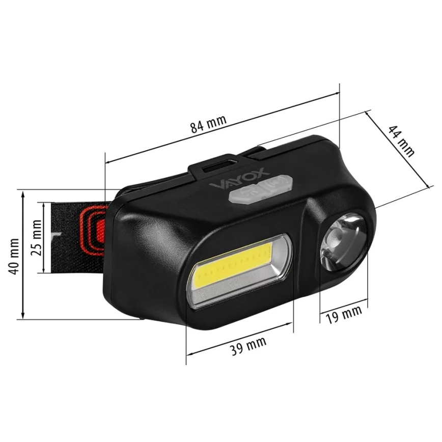LED Stmievateľná nabíjacia čelovka 2xLED/5V IP44 210 lm 2000 mAh