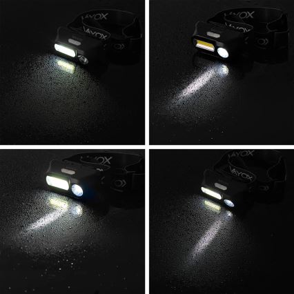 LED Stmievateľná nabíjacia čelovka 2xLED/5V IPX4 250 lm 2000 mAh