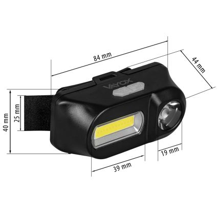 LED Stmievateľná nabíjacia čelovka 2xLED/5V IPX4 250 lm 2000 mAh
