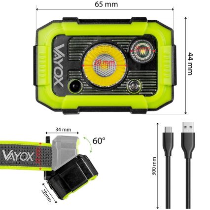 LED stmievateľná nabíjateľná čelovka so senzorom LED/10W/5V IP66 750 lm 1500 mAh