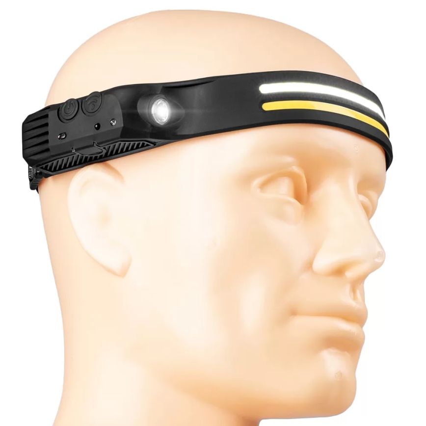 LED Stmievateľná nabíjacia čelovka so senzorom 3xLED/5V IP44 300 lm 1200 mAh