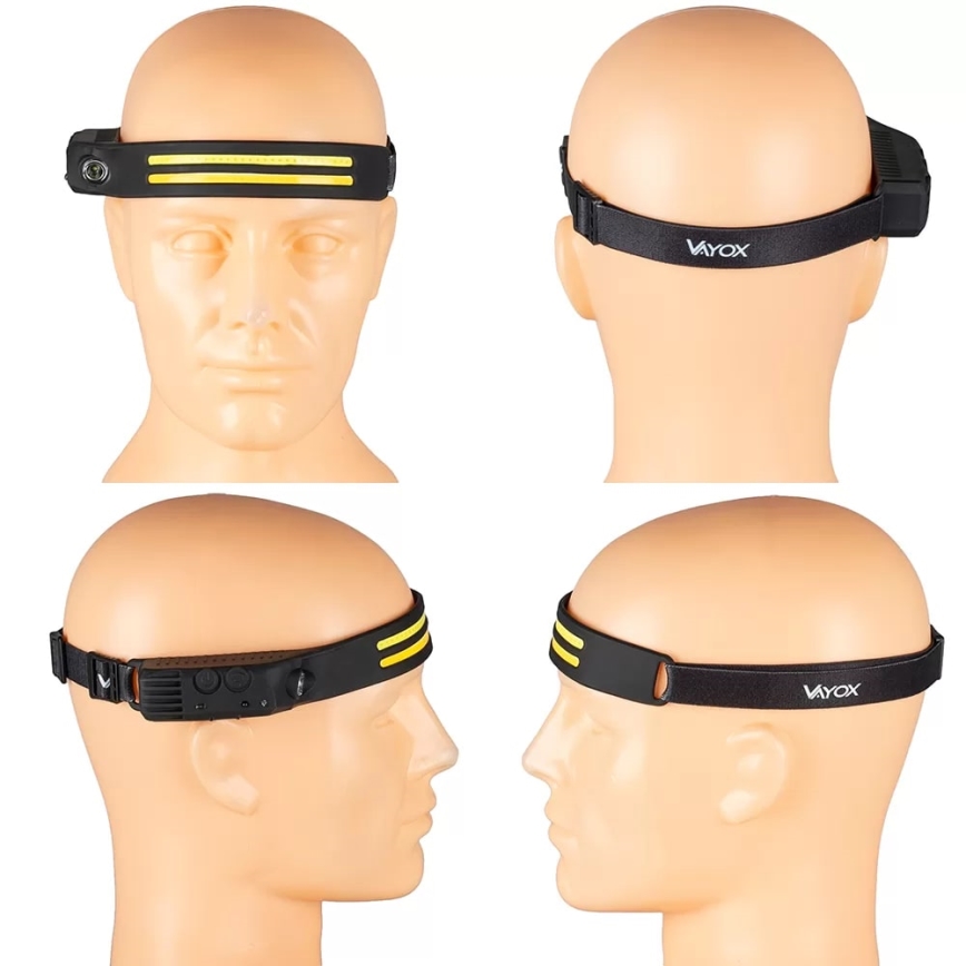 LED Stmievateľná nabíjacia čelovka so senzorom 3xLED/5V IP44 300 lm 1200 mAh