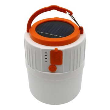 LED Stmievateľná nabíjacia solárna baterka s funkciou powerbanky K1 LED/3W/3,7V 7000K IPX4 3200 mAh biela