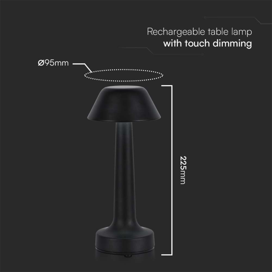 LED Stmievateľná nabíjacia dotyková stolná lampa LED/1W/5V 3000-6000K 1800 mAh čierna