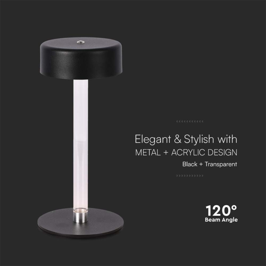 LED Stmievateľná nabíjacia dotyková stolná lampa LED/3W/5V 3000-6000K 2400 mAh čierna