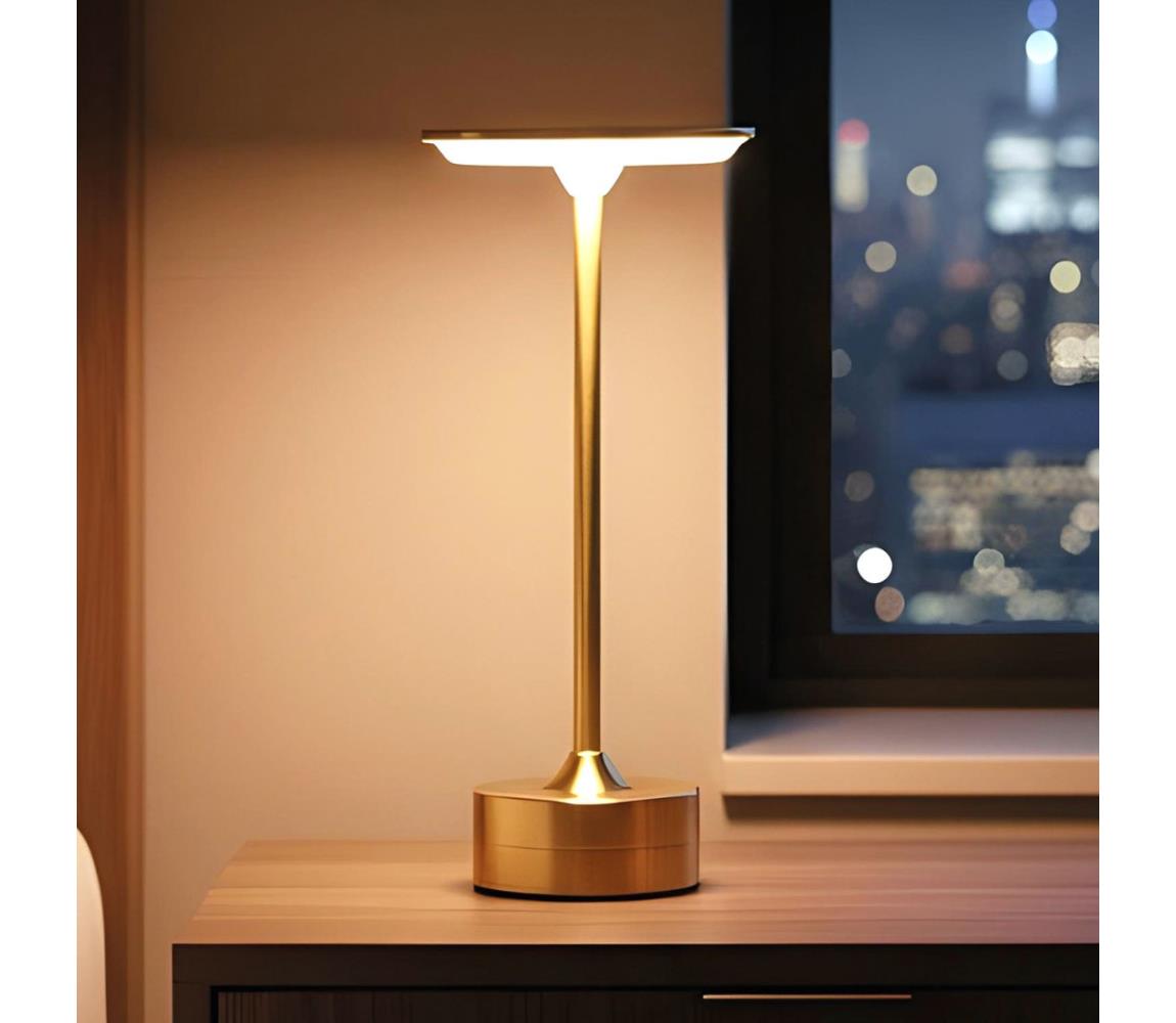 LED Stmievateľná nabíjacia stolná lampa NEW YORK LED/1,8W/5V 1200 mAh zlatá 12502A