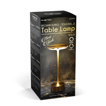 LED stmievateľná nabíjateľná stolová lampa NEW YORK LED/1,8W/5V 2700K/4000K/6500K 1200 mAh zlatá