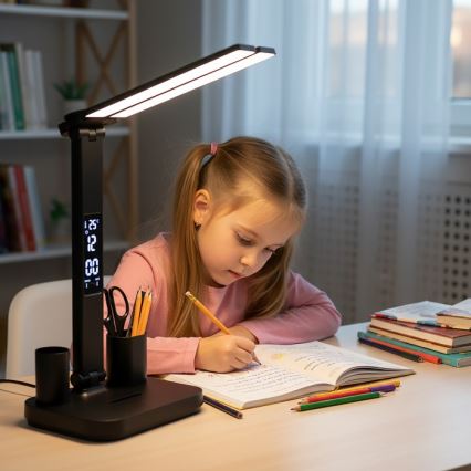 LED stmievateľná nabíjateľná stolová lampa NOBLITE P LED/5W/5V 3000/4000/6000K 2200 mAh čierna