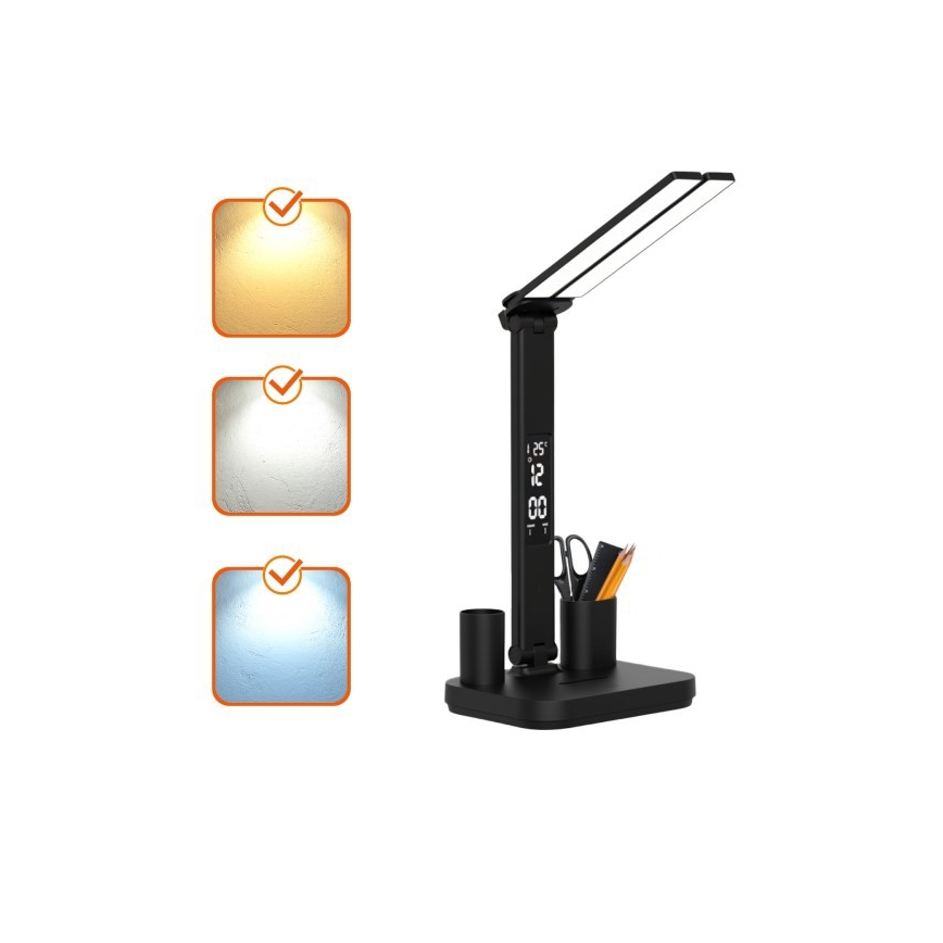 LED stmievateľná nabíjateľná stolová lampa NOBLITE P LED/5W/5V 3000/4000/6000K 2200 mAh čierna