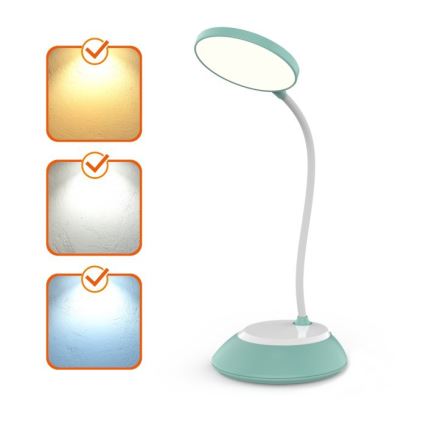 LED Stmievateľná nabíjacia stolná lampa VISUA LED/5W/5V 3000-5000K 1200 mAh tyrkysová