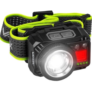 LED stmievateľná nabíjateľná čelovka so snímačom a červeným svetlom LED/6W/5V/3xAAA IP66 500 lm 1200 mAh