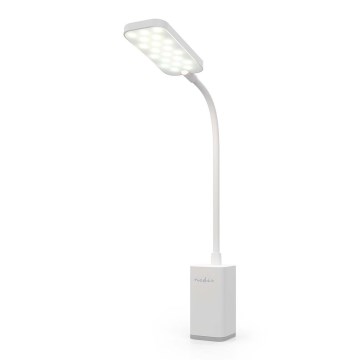 LED stmievateľná nabíjateľná dotyková flexibilná stolná lampa so svorkou LED/5W/1200 mAh biela