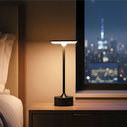 LED stmievateľná nabíjacia stolová lampa NEW YORK LED/1,8W/5V 2700K/4000K/6500K 1200 mAh čierna