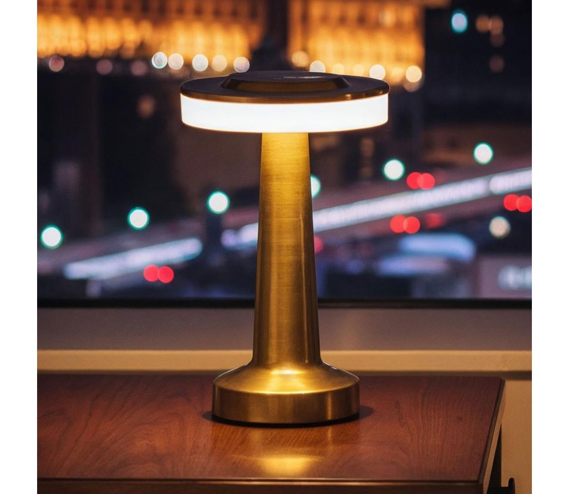 LED stmievateľná nabíjateľná stolová lampa LONDON LED/2W/5V 400 mAh zlatá 12500A