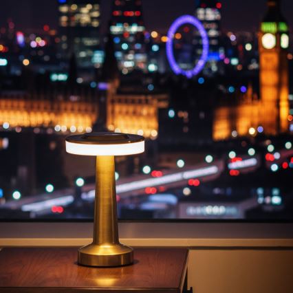 LED stmievateľná nabíjacia stolná lampa LONDON LED/2W/5V 2700K/4000K/6500K 400 mAh zlatá