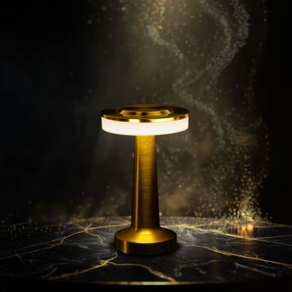 LED stmievateľná nabíjacia stolná lampa LONDON LED/2W/5V 2700K/4000K/6500K 400 mAh zlatá