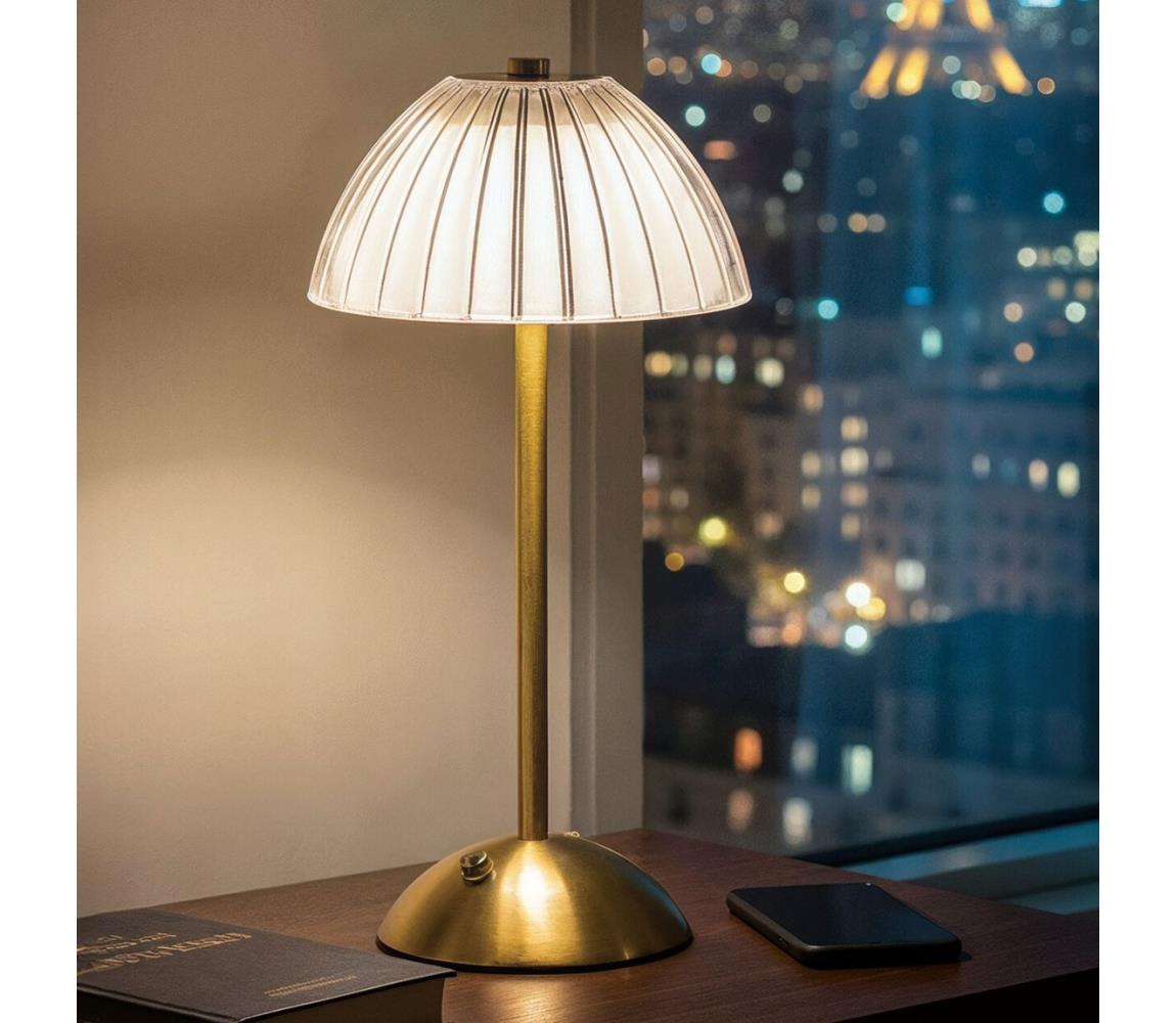 LED stmievateľná nabíjateľná stolová lampa PARIS LED/2W/5V 800 mAh zlatá 12501