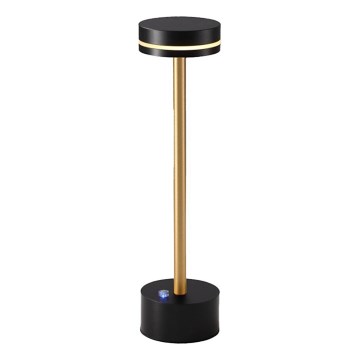 LED stmievateľná nabíjateľná stolová lampa SAM LED/5W/5V 3600 mAh čierna/zlatá