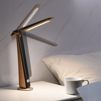 LED Stmievateľná nabíjacia stolová lampa TOP LED/4W/5V 1800 mAh 3000/4000/5000K hnedá/čierna