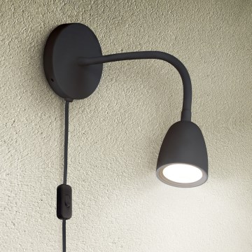 LED Stmievateľná nástenná lampička LED/4W/230V čierna
