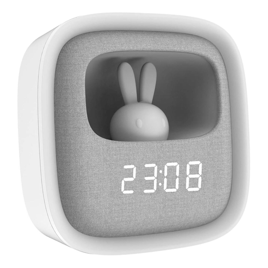 LED Stmievateľná nočná lampička s budíkom BUNNY LED/1,2W/5V 3000K