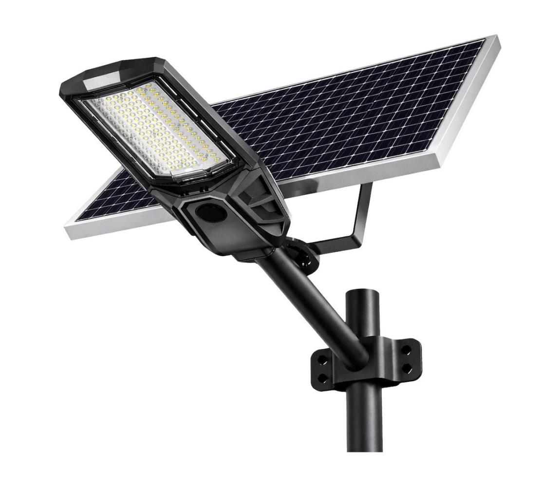 LED stmievateľná pouličná lampa so senzorom a solárnym panelom KOBRA 400 W / 24 000 mAh IP65 antracit + diaľkové ovládanie EKO2512