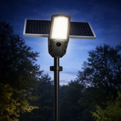 LED stmievateľná ulicová lampa so senzorom a solárnym panelom KOBRA LED/400W/3,2V 24000 mAh IP65 antracit + diaľkové ovládanie
