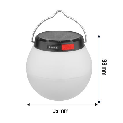 LED Stmievateľná prenosná solárna nabíjacia lampa LUMINA ORB LED/5V 800 mAh