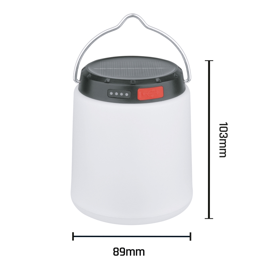 LED stmievateľná prenosná solárna nabíjacia lampa LUMINA TUBO LED/5V 800 mAh
