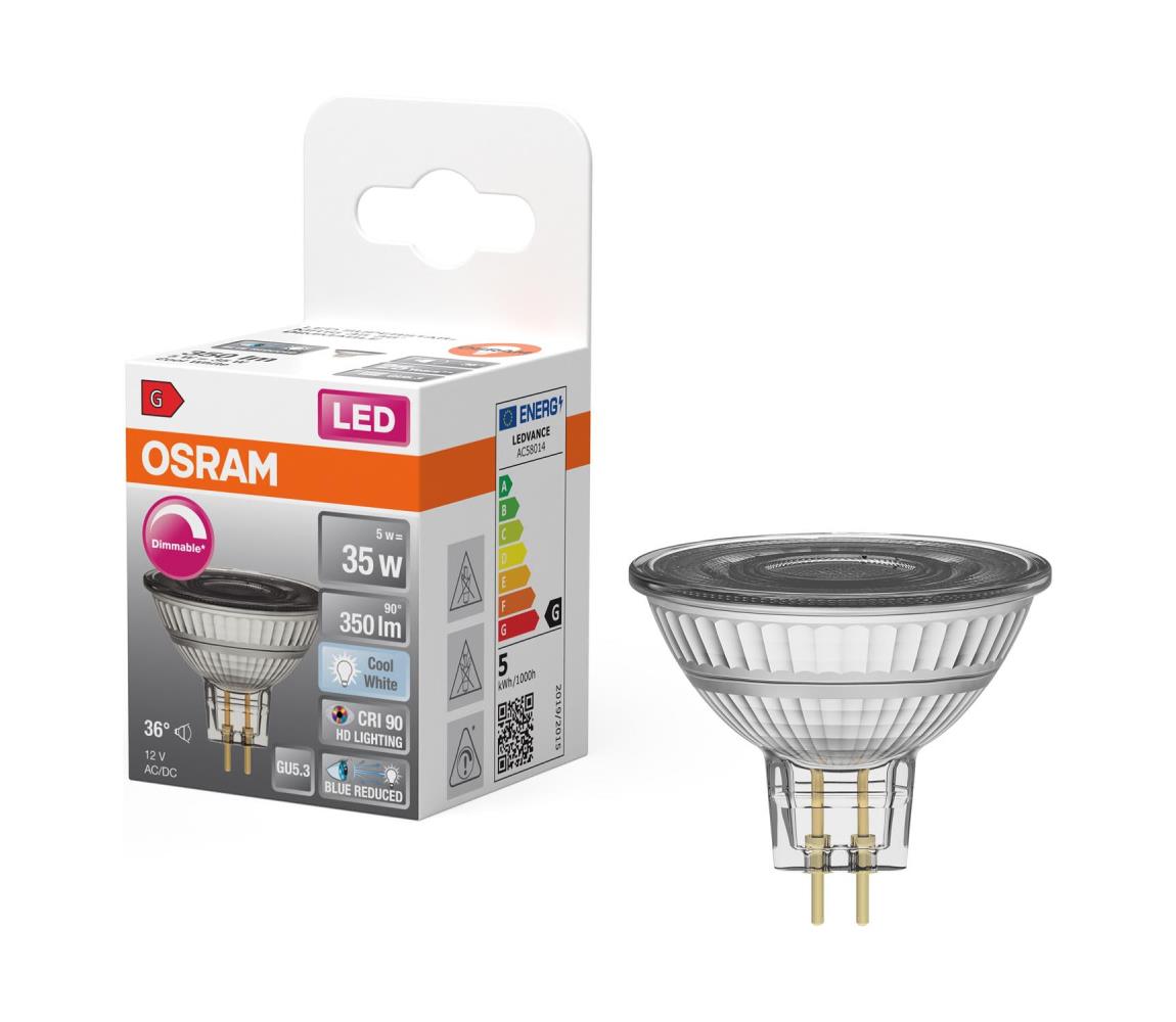 LED stmievateľná reflektorová žiarovka MR16 GU5,3/5W/12V 4000K 36° CRI 90 - Osram 4058075613225