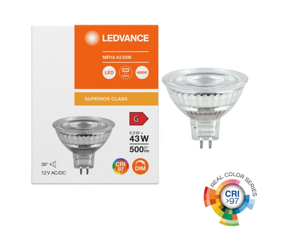 LED stmievateľná reflektorová žiarovka MR16 GU5,3/6,6W/12V 4000K 36° CRI 97 - Ledvance 4099854048234
