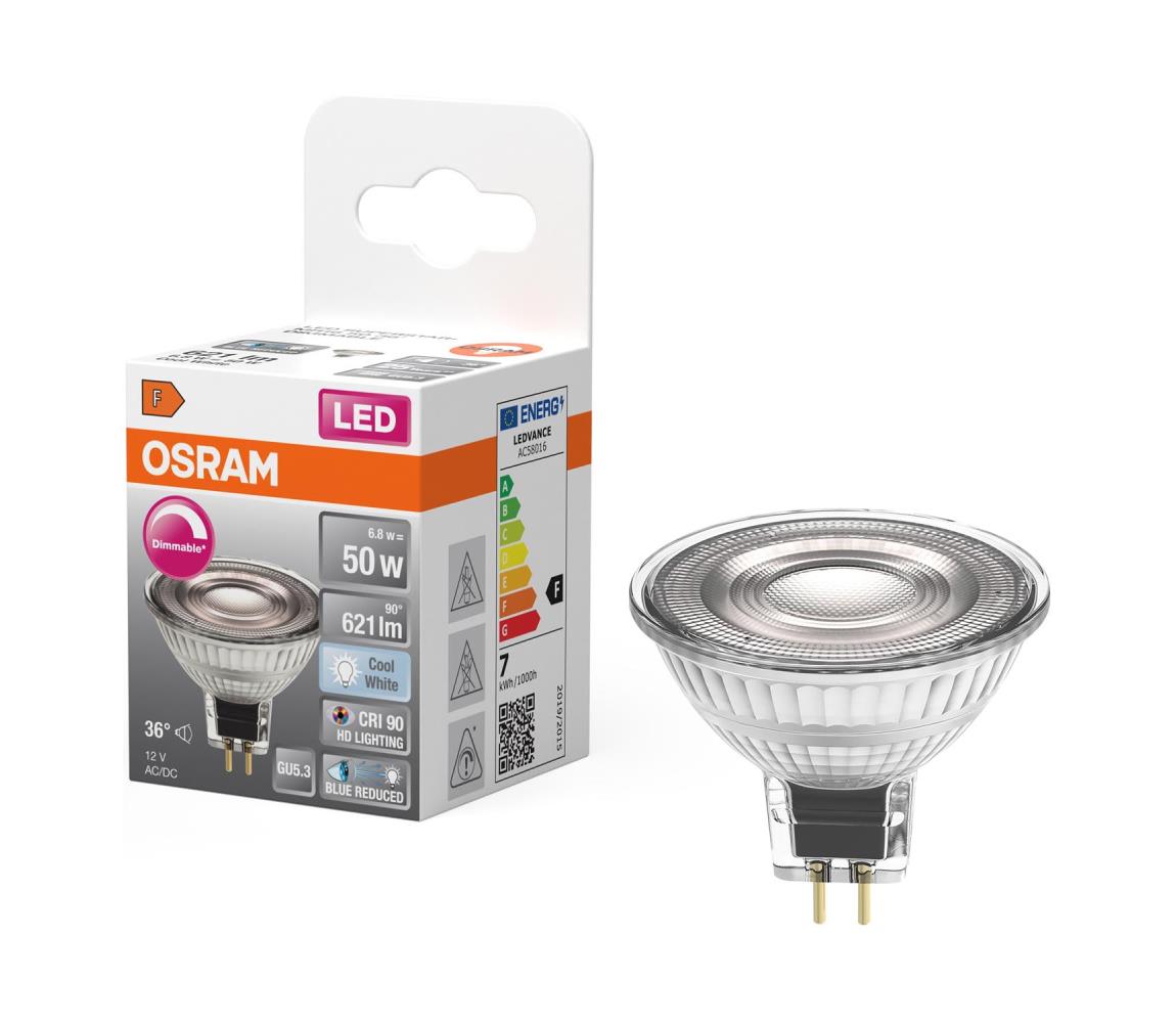 LED stmievateľná reflektorová žiarovka MR16 GU5,3/6,8W/12V 4000K 36° CRI 90 - Osram 4058075613263