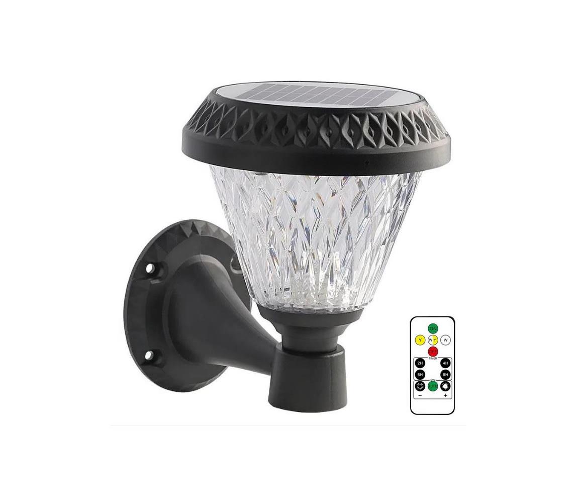 LED Stmievateľná solárna nástenná lampa LED/0,8W/5,5V IP44 + diaľkové ovládanie