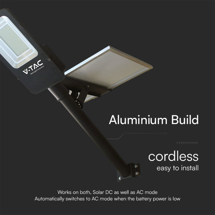 LED Stmievateľná hybridná solárna pouličná lampa LED/50W/230V 6500K IP65 50000 mAh + diaľkové ovládanie