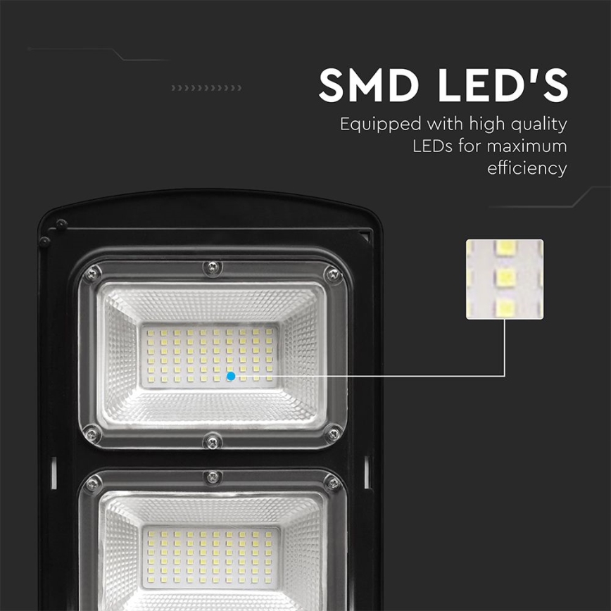 LED svietidlo s dvoma radmi SMD LED diód, osadené vysokokvalitnými LED diódami pre maximálnu účinnosť. Svietidlo je čierne, obdĺžnikové a pripevnené skrutkami.