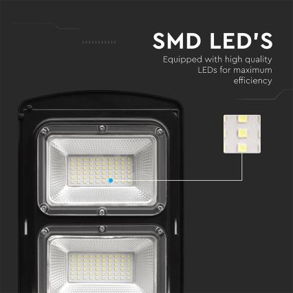 LED Stmievateľná solárna pouličná lampa so senzorom pohybu a súmraku LED/8W/3,2V 6000K IP65 9000 mAh čierna + diaľkové ovládanie