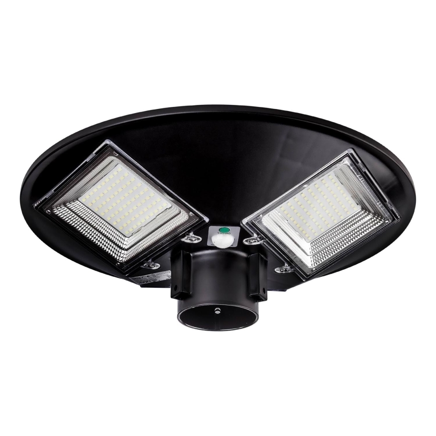 LED Stmievateľná solárna pouličná lampa so senzorom LED/15W/6V 11000 mAh 6500K IP65 čierna + diaľkové ovládanie