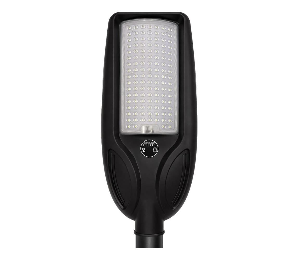 LED stmievateľná solárna pouličná lampa so senzorom VENICE 100W/6000 mAh IP65 čierna + DO EKO2514