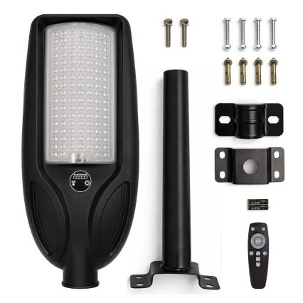 LED stmievateľná solárna pouličná lampa so snímačom VENICE LED/100W/3,2V 6000 mAh IP65 čierna + diaľkové ovládanie