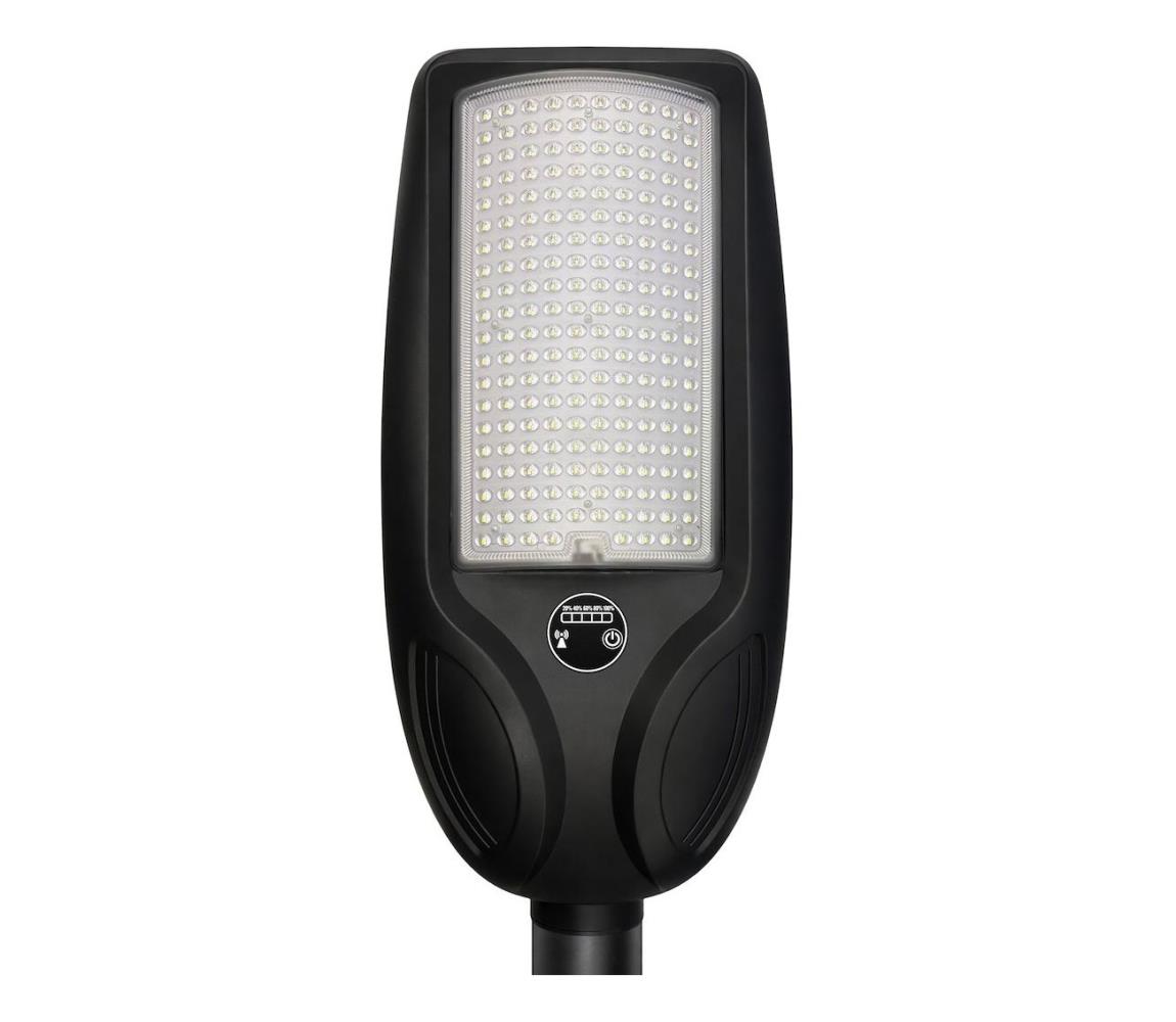 LED stmievateľná solárna pouličná lampa so senzorom VENICE 200W/12000 mAh IP65 čierna +DO EKO2515