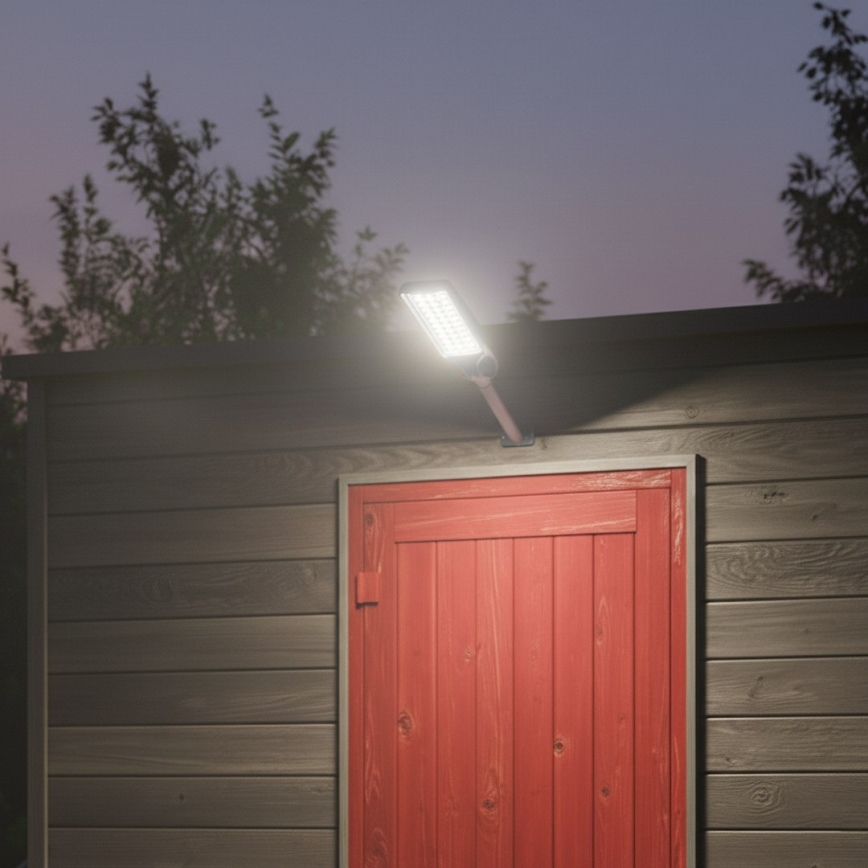 LED stmievateľná solárna pouličná lampa so snímačom VENICE LED/200W/3,2V 12000 mAh IP65 čierna + diaľkové ovládanie