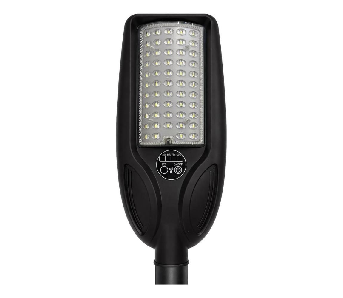LED stmievateľná solárna pouličná lampa so senzorom VENICE 50W/4000 mAh IP65 čierna + diaľkové ovládanie EKO2513
