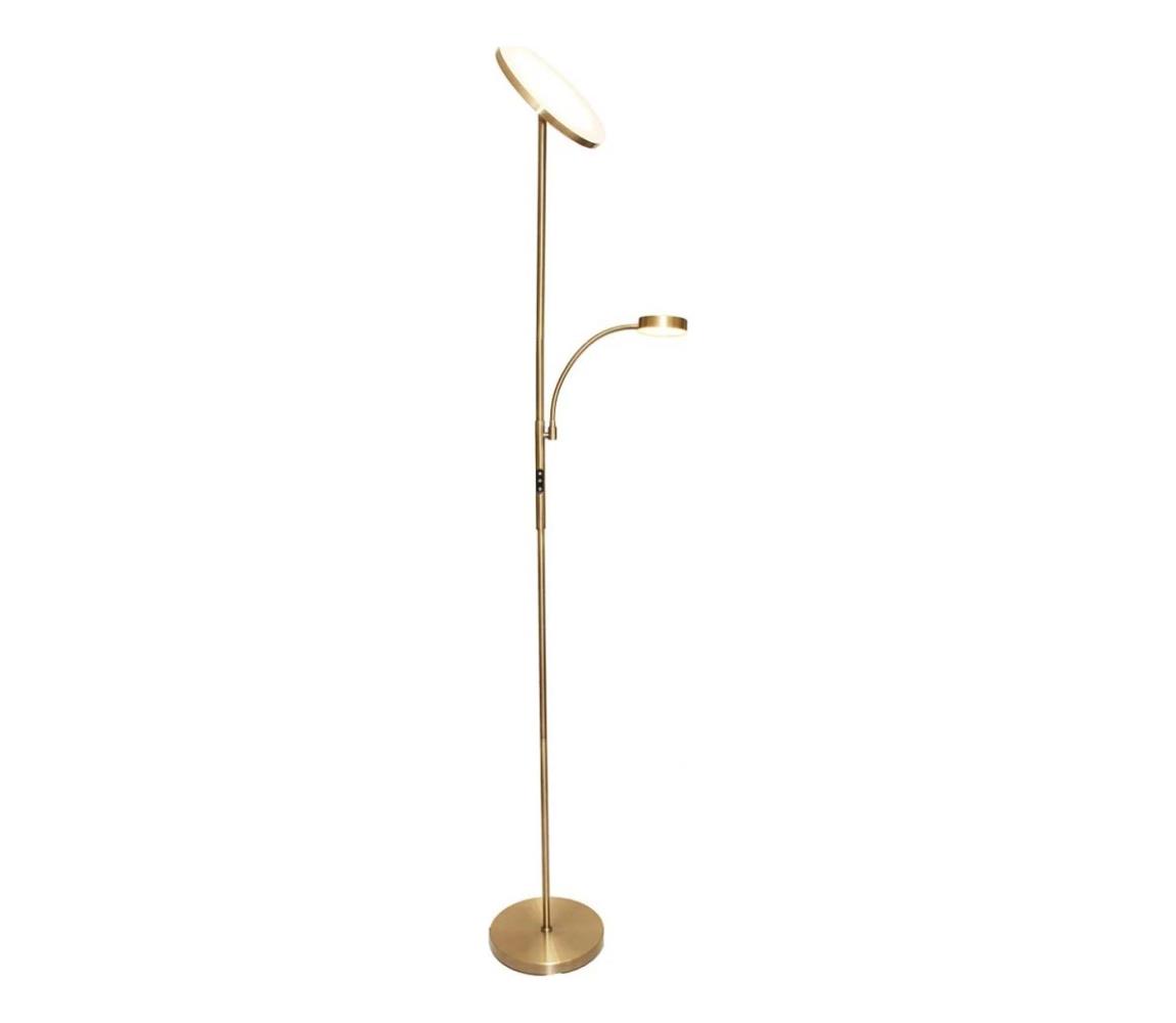 light LED stmievateľná stojacia lampa NORA LED/25W/230V 2200/3000/4000K + LED/5W 3000K zlatá + diaľkové ovládanie 3080FLPT